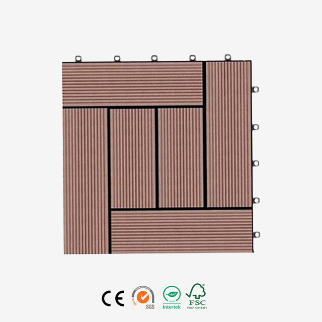 6 パネル木製プラスチック複合連動 DIY WPC タイル屋外床タイル